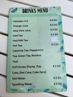 Drinks menu at Umbrella Asian Tapas in Galway
