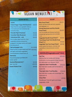 Vegan menu page 2 of 2 at Umbrella Asian Tapas in Galway