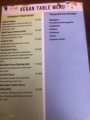 Menu - prices wrong and rice not included  at Umbrella Asian Tapas in Galway