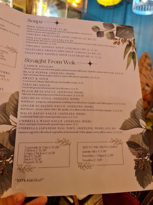 Menu at Umbrella Asian Tapas in Galway