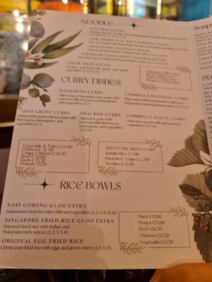 Menu at Umbrella Asian Tapas in Galway