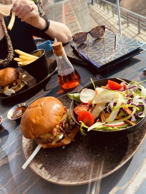 Plant burger  at The Alchemist in Salford