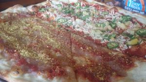 My pie was half vegan angel of doom,  half spiral tap at Sizzle Pie - E Burnside in Portland