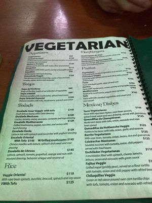 The back page, I had tofu   at Natura Restaurante in Cancun