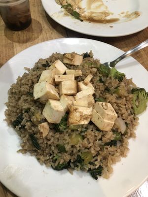 Soy sauce tofu veg and rice   at Natura Restaurante in Cancun