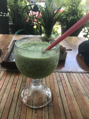 Juice blend 7 with spinach, lime, pineapple  at Natura Restaurante in Cancun