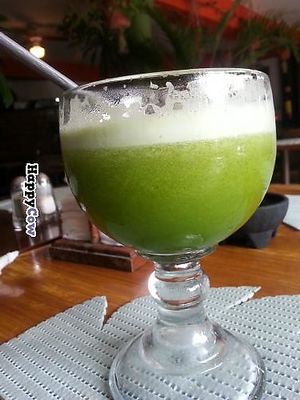 Orange Pineapple spinach lemon juice at Natura Restaurante in Cancun