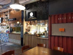 Some of the stalls at Klara Food Court in Basel