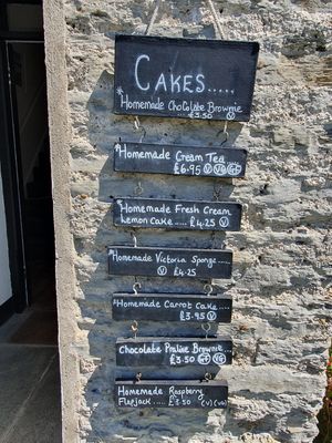 Cake menu at Town Farmhouse in Woolacombe