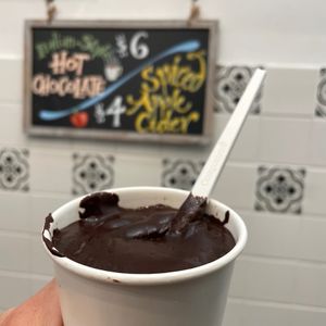 Italian style hot chocolate! It was like melted chocolate pudding and it was sooo good! Very strong and a little bitter, just the way I like it. Not sweet enough for my kid though. at Tondi Gelato in Santa Barbara