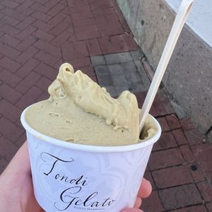 Vegan pistacho gelato  at Tondi Gelato in Santa Barbara