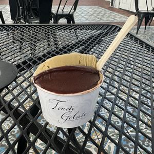 chocolate and pistachio   at Tondi Gelato in Santa Barbara