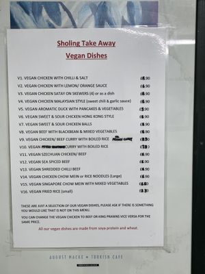 Menu October 2023 - more of the normal menu can be ‘veganised’ too  at Sholing Take Away in Southampton