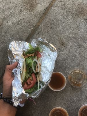 good vegan taco'z w/ salsa at Mr. Natural - East Cesar in Austin