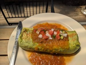 Mother of all breakfast burritos (vegan) at Mr. Natural - East Cesar in Austin