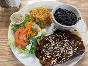 Vegan mole enchiladas at Mr. Natural - East Cesar in Austin