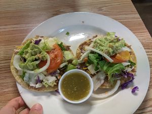 Vegan chalupas at Mr. Natural - East Cesar in Austin