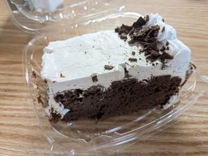 Chocolate tres leches cake (vegan) at Mr. Natural - East Cesar in Austin