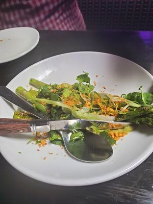 Grilled Asparagus over avocado nam phrik at Takoi in Detroit