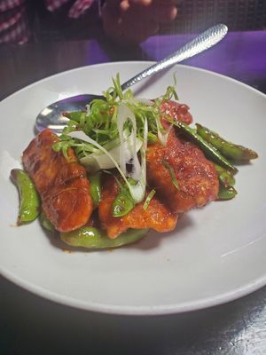 Crispy breaded carrots stir fried long beans at Takoi in Detroit
