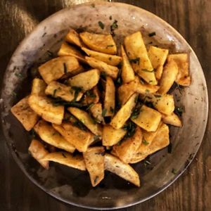 Papas San Juan at Luvina Vegan Bar in Mexico City