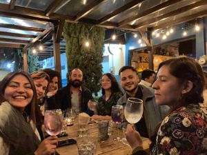 Outdoor sitting area at Luvina Vegan Bar in Mexico City