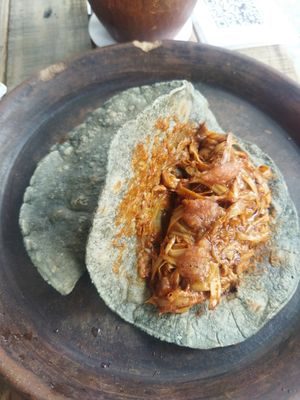 Taquitos (no me acuerdo si birria o barbacoa) at Luvina Vegan Bar in Mexico City