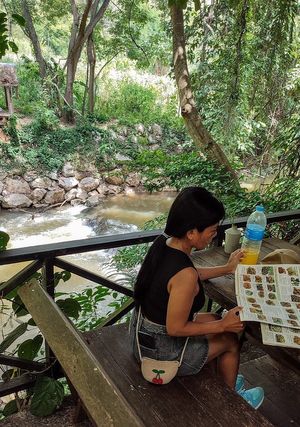 Dining on the river at Loving Hut - Pak Chong in Pak Chong