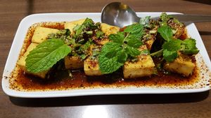 Spicy fried tofu at Loving Hut - Pak Chong in Pak Chong