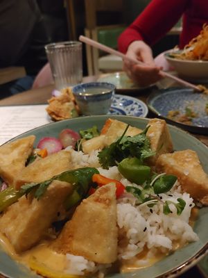 Red Curry with tofu. Heavy on the rice, light on the curry. at Miss Bāo in Kingston