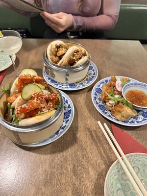 Lemon pepper bao, mushroom bao, and crispy mushroom wontons!   at Miss Bāo in Kingston