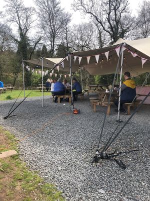 Covered seating  at Coop Coffee Co in Belfast