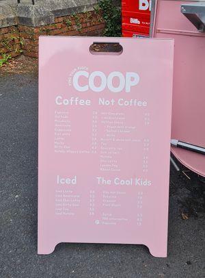 menu at Coop Coffee Co in Belfast