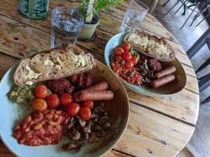 Vegan full English breakfasts at The Grind Cafe in Sheffield