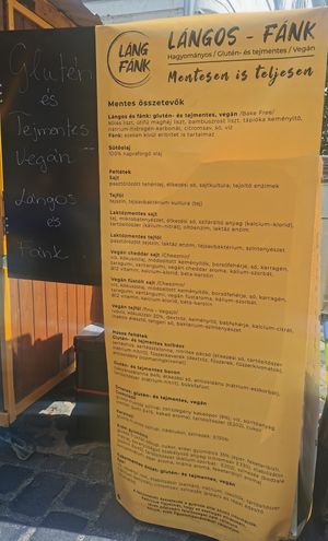 Menu at Lángos - Fank in Budapest