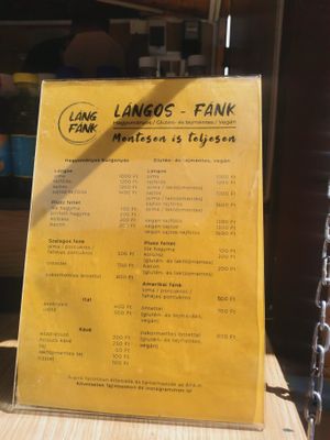 Menu at Lángos - Fank in Budapest