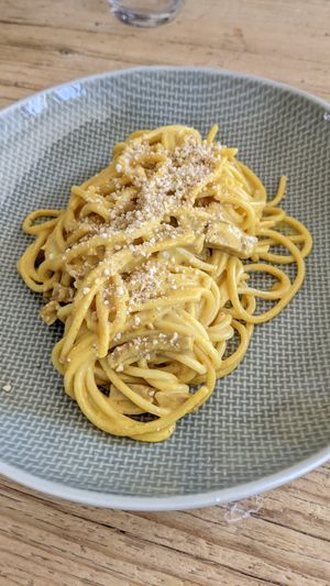 Pasta Carbonara at Aquafaba in Mendrisio