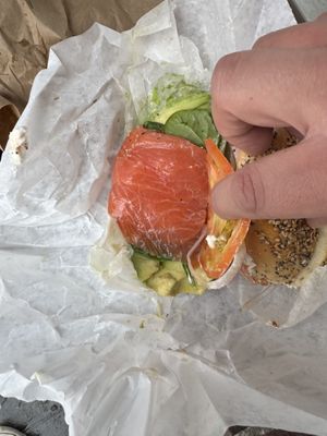 Asked if the ‘vegan delight’ was real salmon. YES IT IS!   at Court Street Bagels in Brooklyn