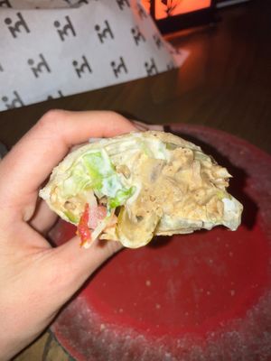 Shawarma (oyster mushroom and tahine sauce) at Thalatheen  in Doha