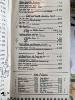 menu at True Fellas Diner in Gleisdorf