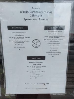 menu at RC Coffee Lounge in Amadora