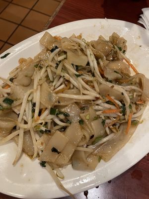 Flat noodles veg  at Dumpling House in Cambridge