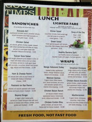 Menu at Good Vibes "On the River" Restaurant & Bakery in Townsend
