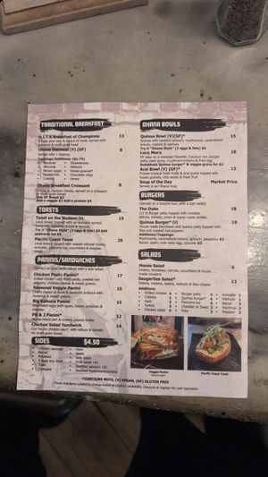 Menu at Ohana Cafe in Saugerties