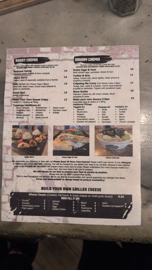 Menu at Ohana Cafe in Saugerties