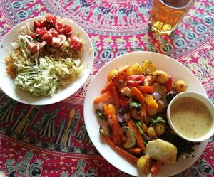 Baked vegetables with sauce at Zloty Osiol in Katowice