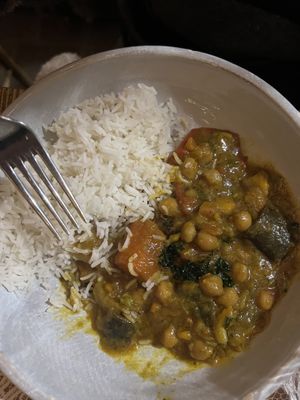 Vegetables and chickpeas curry with rice  at Orto con Cucina in Milan