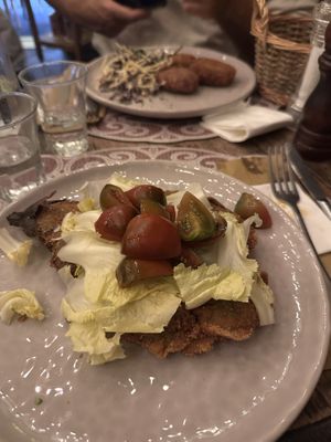 Aubergine schnitzel, kidney beans nuggets  at Orto con Cucina in Milan