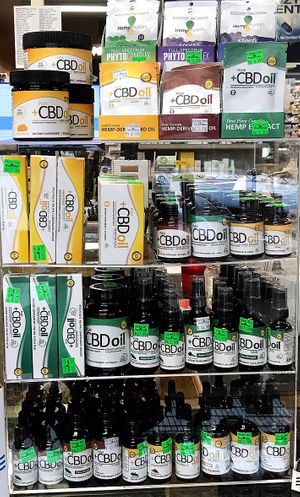 Selection of CBD products, this is just one brand Health Hutt carries. at Health Hutt in Norton Shores
