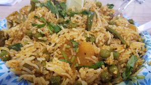 Vegetable Biryani was delicious! Just the right amount of spice and flavor! Also very filling, good deal. at Swad in Austin